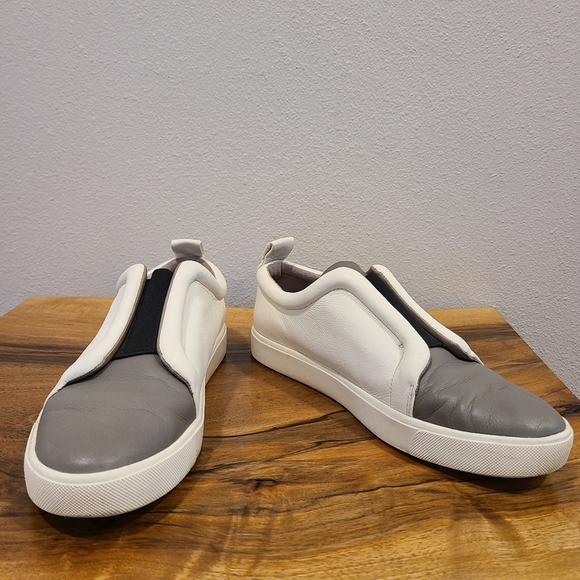 Vince Caden Colorblock White & Gray Leather Sneakers - Picture 2 of 13